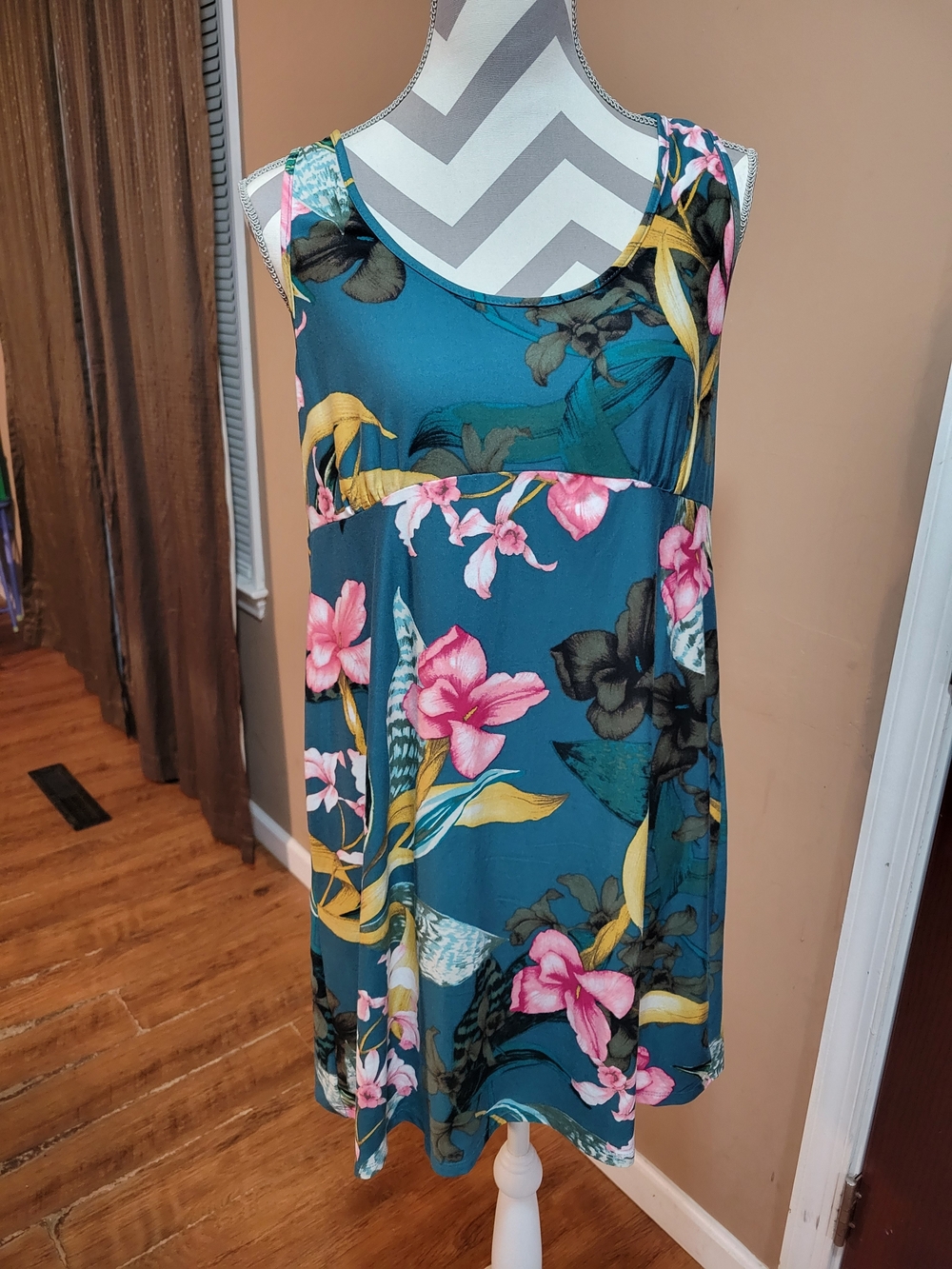 Secret Treasures Teal Floral Sleeveless Nightdress